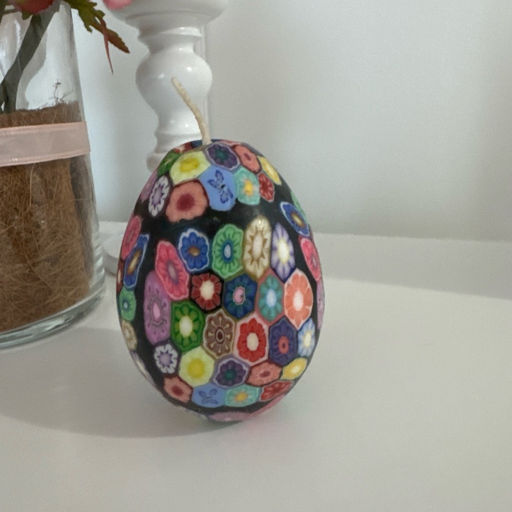 4” millefiori candle Colorful Mosaic design